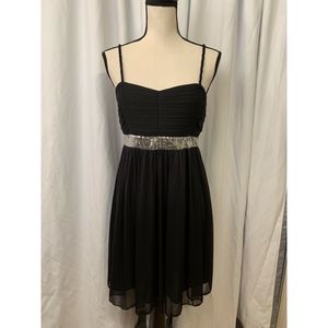 Black Silver Sequin Chiffon Party Dress